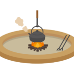 丸い囲炉裏のイラスト