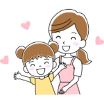 お母さんと娘（女の子）のイラスト