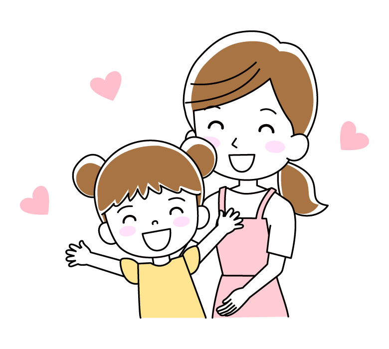 お母さんと娘（女の子）のイラスト