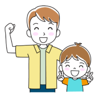 お父さんと子ども（男の子）のイラスト