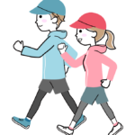 ウォーキングをする男女のイラスト