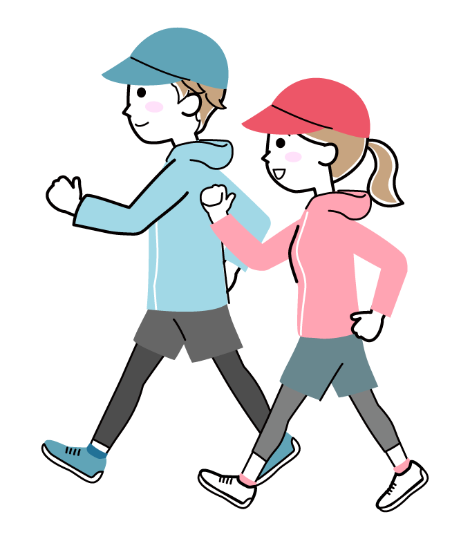 ウォーキングをする男女のイラスト