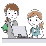 仕事中の女性会社員のイラスト