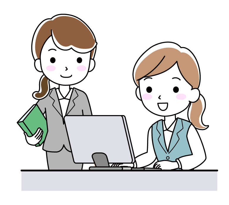 仕事中の女性会社員のイラスト