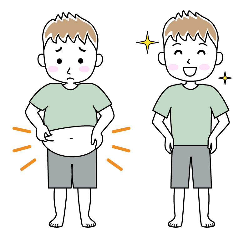 男性のダイエット成功のイメージイラスト