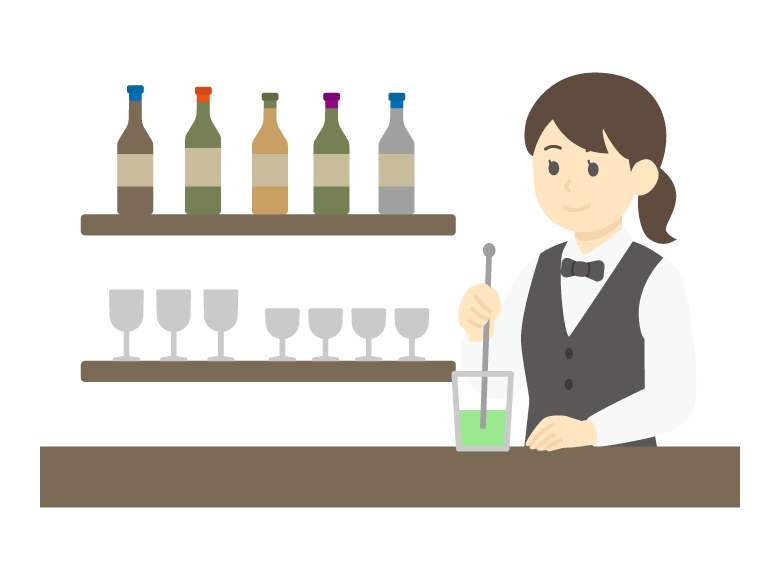 バーテンダー（女性）のイラスト