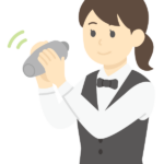 シェイカーを振る女性のバーテンダーのイラスト