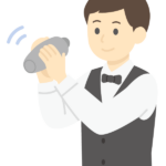 シェイカーを振る男性のバーテンダーのイラスト